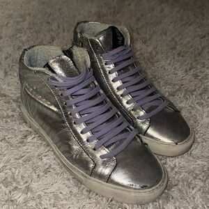 P448 Silver purple lace sneakers